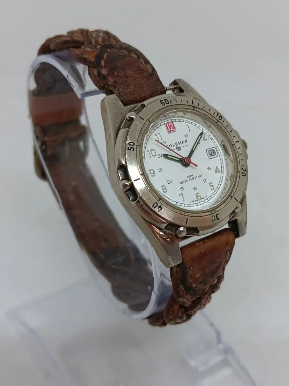 Coleman 40-014 Women's 29mm White Dial Silver Tone Date Watch NEW BATTERY